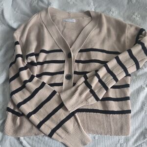 Sonoma Beige and Black Striped Cardigan